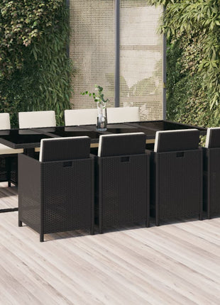 9-Delige Tuinset Met Kussens Poly Rattan Zwart En Wit