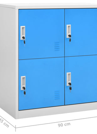 Lockerkasten 90X45X92,5 Cm Staal Lichtgrijs En Blauw