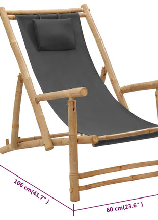 Terrasstoel Bamboe En Canvas