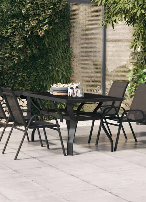 Tuintafel 140x70x70 cm staal en glas zwart