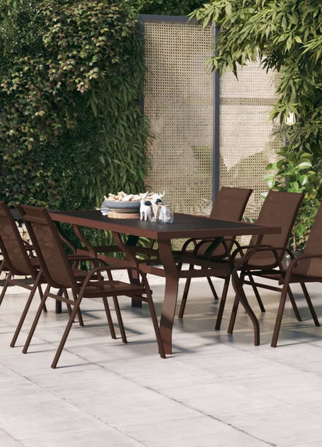 Tuintafel 180x80x70 cm staal en glas bruin en zwart