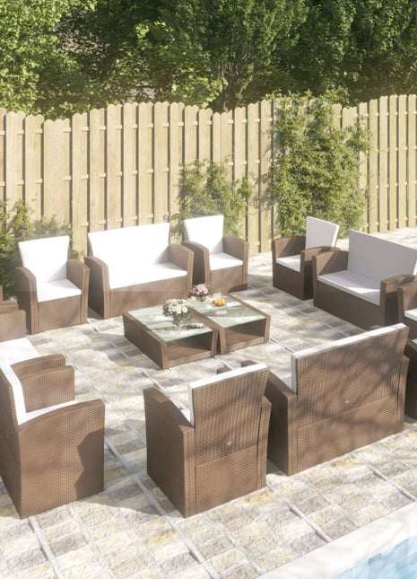 Loungeset Met Kussens Poly Rattan