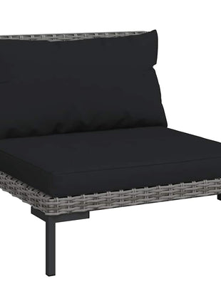 3-Delige Loungeset Halfrond Poly Rattan Donkergrijs