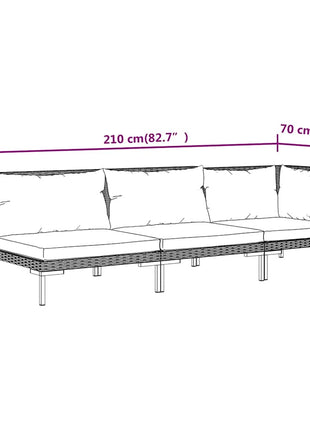 3-Delige Loungeset Halfrond Poly Rattan Donkergrijs