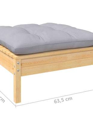 6-delige Loungeset met grijze kussens grenenhout