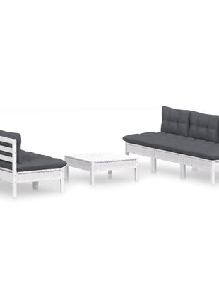 6-delige Loungeset met antracietkleurige kussens grenenhout