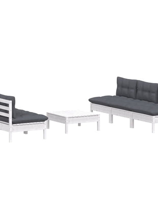 6-delige Loungeset met antracietkleurige kussens grenenhout