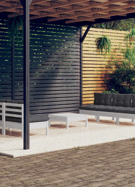 6-delige Loungeset met antracietkleurige kussens grenenhout