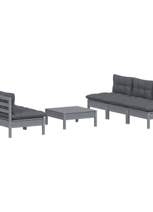 6-delige Loungeset met antracietkleurige kussens grenenhout