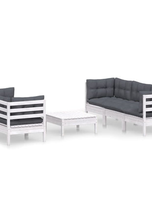 6-delige Loungeset met antracietkleurige kussens grenenhout