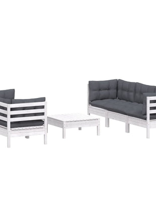 6-delige Loungeset met antracietkleurige kussens grenenhout