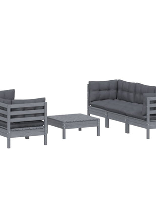 6-delige Loungeset met antracietkleurige kussens grenenhout