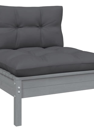 6-delige Loungeset met antracietkleurige kussens grenenhout