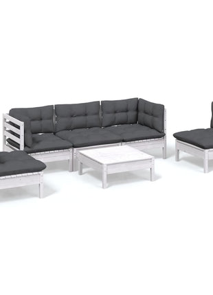 6-delige Loungeset met kussens massief grenenhout