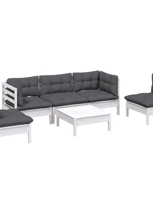 6-delige Loungeset met kussens massief grenenhout
