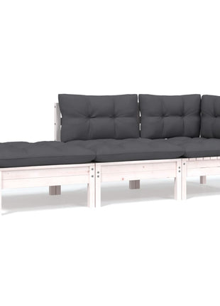 6-delige Loungeset met kussens massief grenenhout