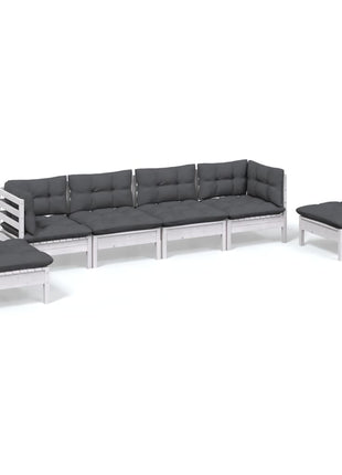 6-delige Loungeset met kussens massief grenenhout