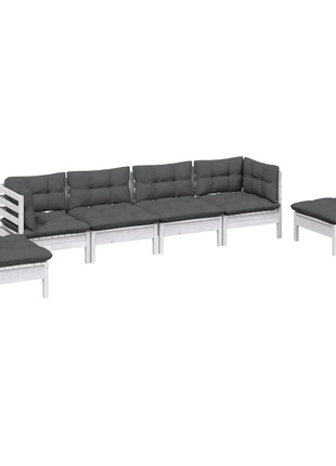 6-delige Loungeset met kussens massief grenenhout