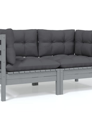 6-delige Loungeset met kussens massief grenenhout
