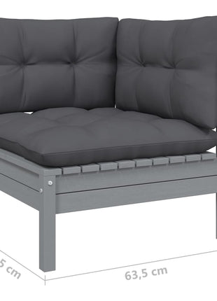 6-delige Loungeset met kussens massief grenenhout