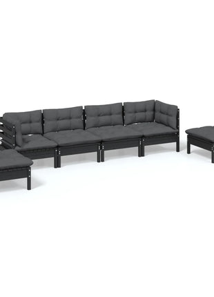 6-delige Loungeset met kussens massief grenenhout