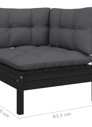 6-delige Loungeset met kussens massief grenenhout