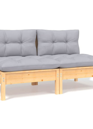 6-delige Loungeset met grijze kussens grenenhout
