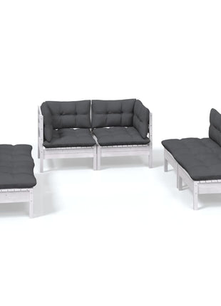 6-delige Loungeset met kussens massief grenenhout