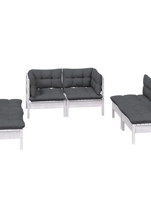 6-delige Loungeset met kussens massief grenenhout