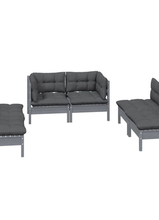 6-delige Loungeset met kussens massief grenenhout