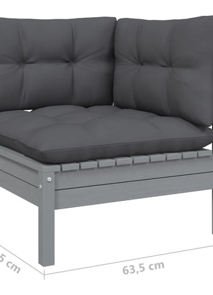 6-delige Loungeset met kussens massief grenenhout