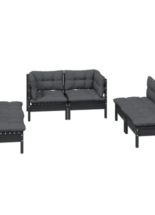 6-delige Loungeset met kussens massief grenenhout