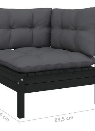 6-delige Loungeset met kussens massief grenenhout