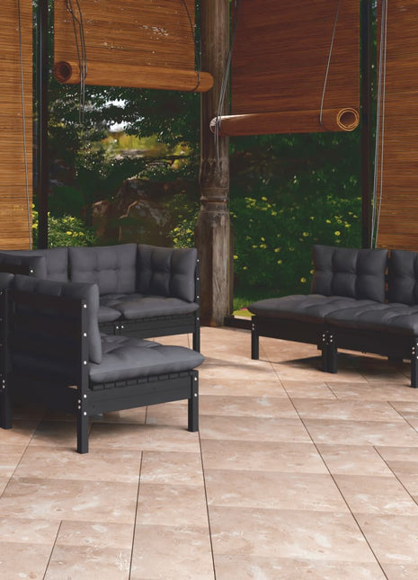 6-delige Loungeset met kussens massief grenenhout