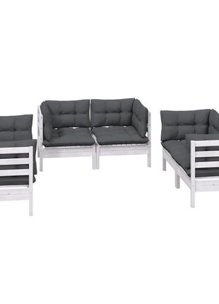6-delige Loungeset met kussens massief grenenhout