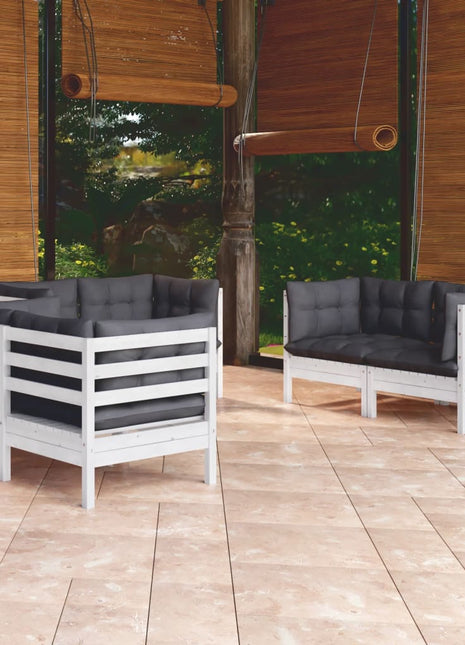 6-delige Loungeset met kussens massief grenenhout