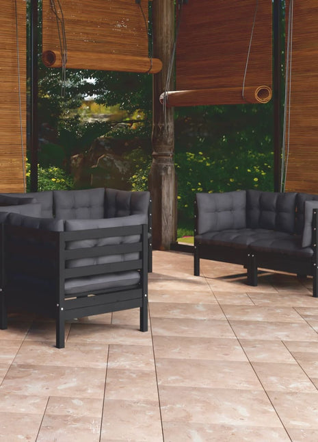 6-delige Loungeset met kussens massief grenenhout