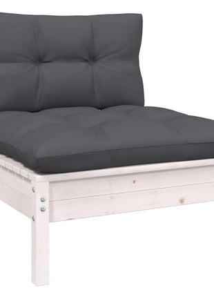6-delige Loungeset met kussens grenenhout wit