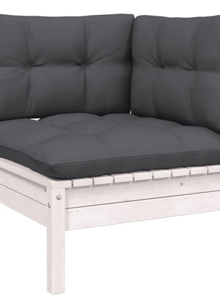 6-delige Loungeset met kussens grenenhout wit