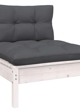 6-delige Loungeset met kussens grenenhout wit