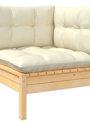 6-delige Loungeset met crèmekleurige kussens grenenhout