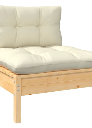 6-delige Loungeset met crèmekleurige kussens grenenhout