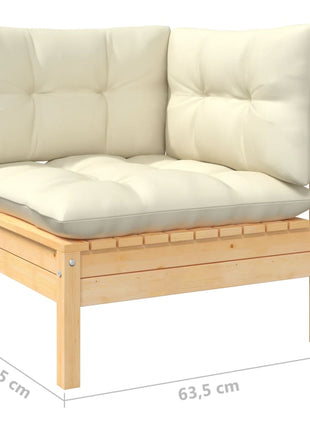 6-delige Loungeset met crèmekleurige kussens grenenhout