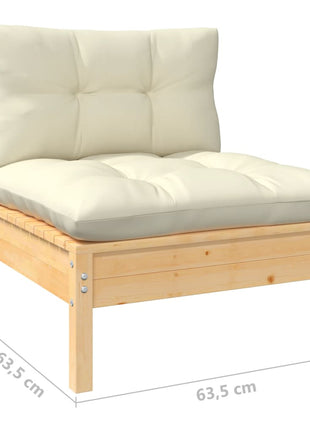 6-delige Loungeset met crèmekleurige kussens grenenhout
