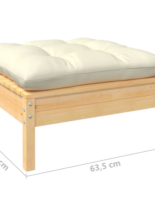6-delige Loungeset met crèmekleurige kussens grenenhout
