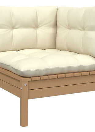 6-delige Loungeset met kussens grenenhout honingbruin