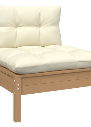 6-delige Loungeset met kussens grenenhout honingbruin