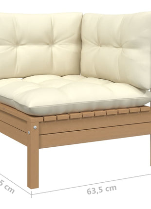 6-delige Loungeset met kussens grenenhout honingbruin
