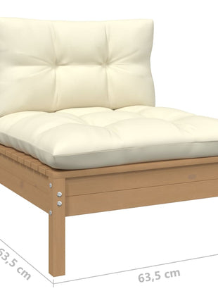 6-delige Loungeset met kussens grenenhout honingbruin