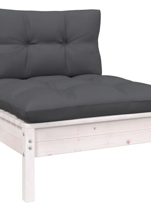 6-delige Loungeset met kussens grenenhout wit